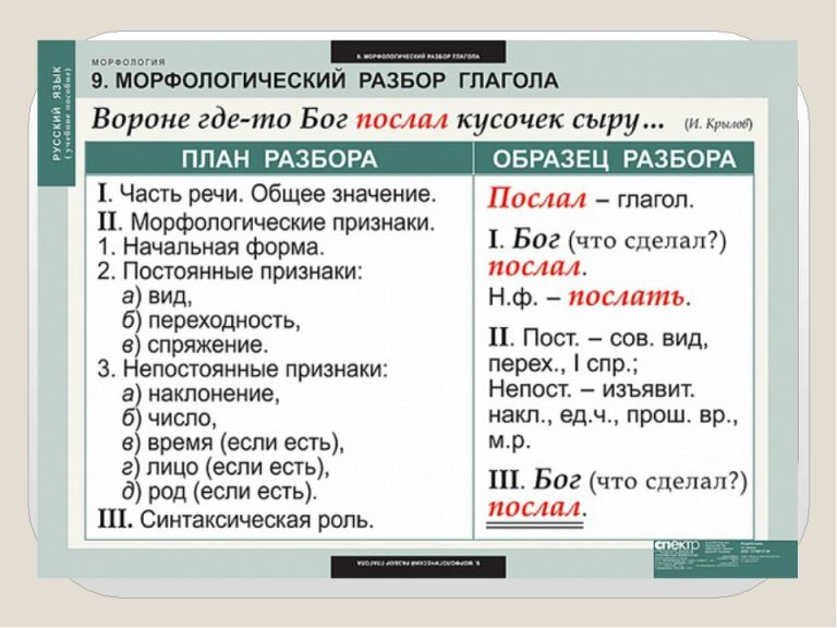 Морфологический разбор слова проект